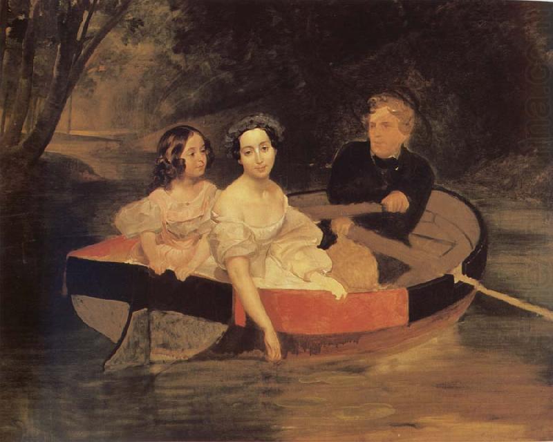 Karl Briullov Portrait of the artistand Baroness yekaterina meller-Zakomelskaya with her daughter in a boat china oil painting image